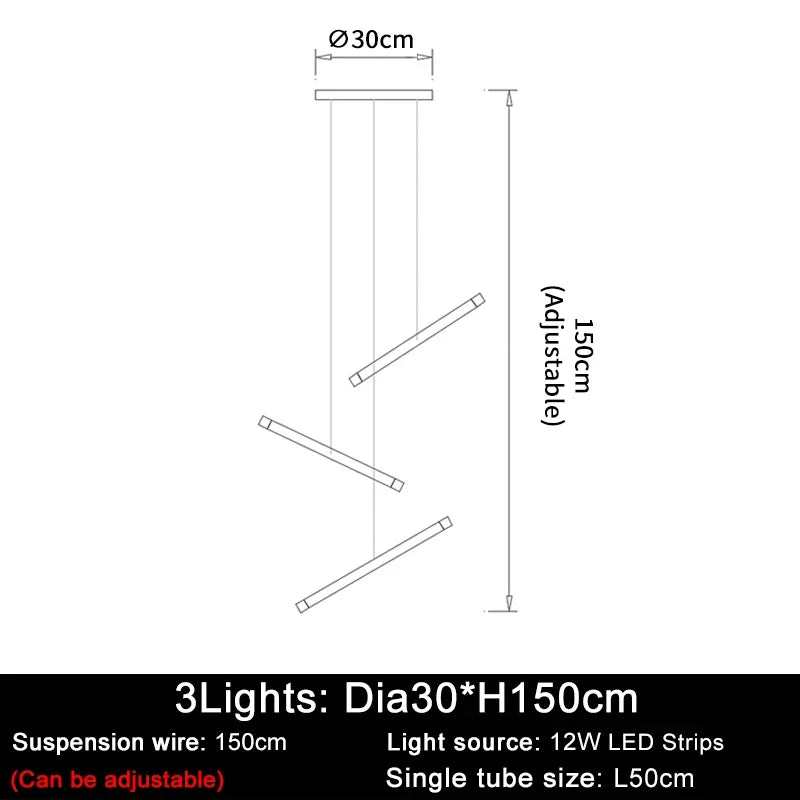 Modern Tube Design LED Chandelier - Gold/Chrome/Black Luxury Home Decor & Kitchen Lighting