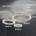 Crystal LED Chandelier: Modern Luxury Chrome Steel & Clear K9 Crystal Lighting