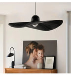 Designer Fabric Hat Chandelier, White & Black LED Pendant Lamp for Living Room