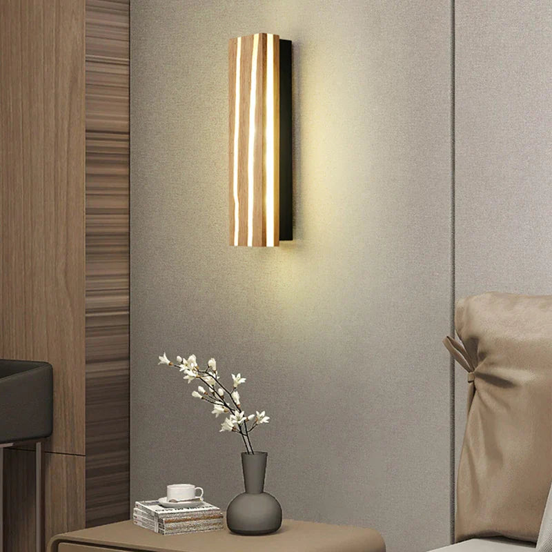 Nordic Wooden LED Wall Sconce for Bedroom Living Room Bathroom Lighting