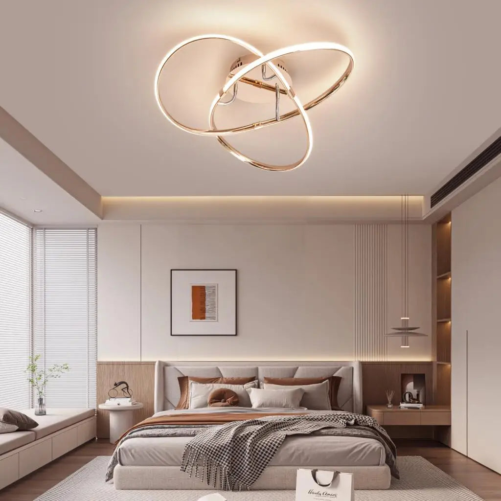 Modern Smart LED Ceiling Lights | Black/Chrome/Gold for Living Room, Bedroom, Study