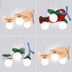 Wooden Airplane Chandelier for Boy's Room & Kindergarten - Creative & Modern Cartoon Lights