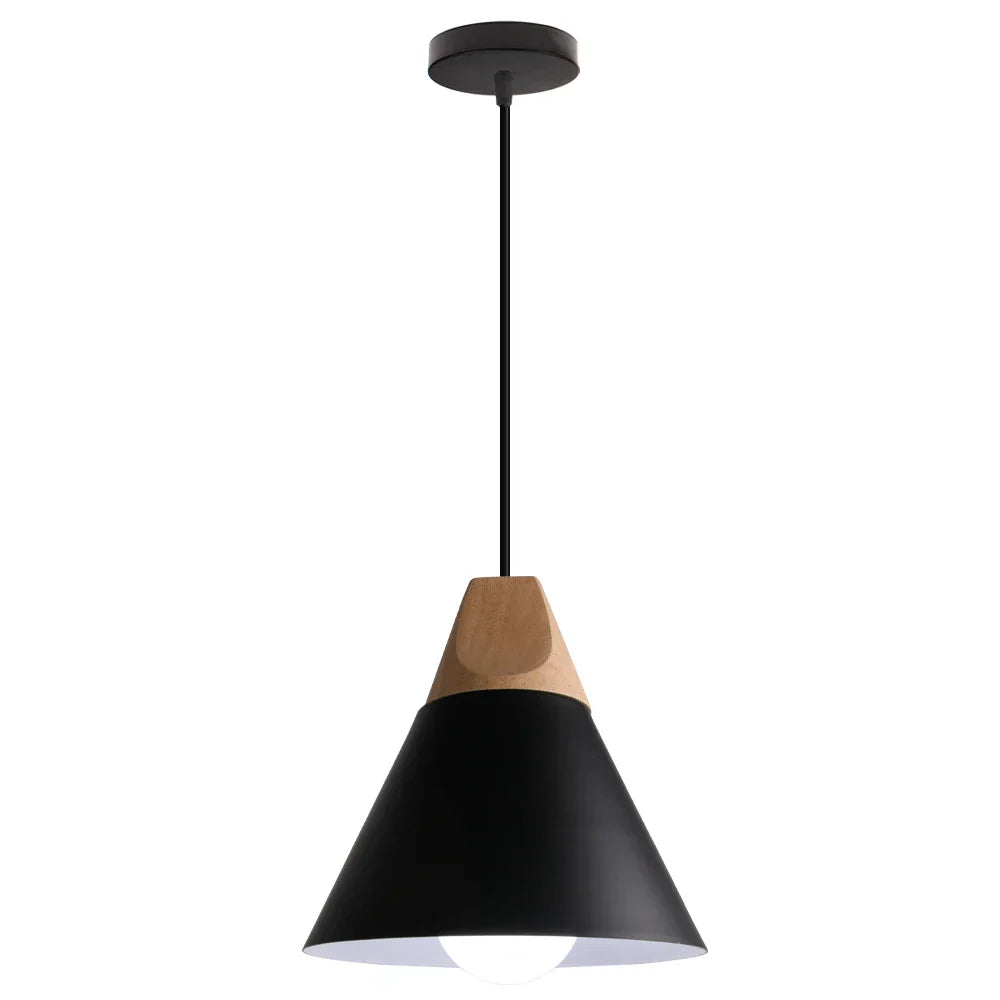 Wood Pendant Lamp: Nordic Macaron LED E27 Industrial Hanging Light for Home Decor