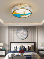 Luxury Crystal Glass Ceiling Light with LED Ring for Modern Villa Decor