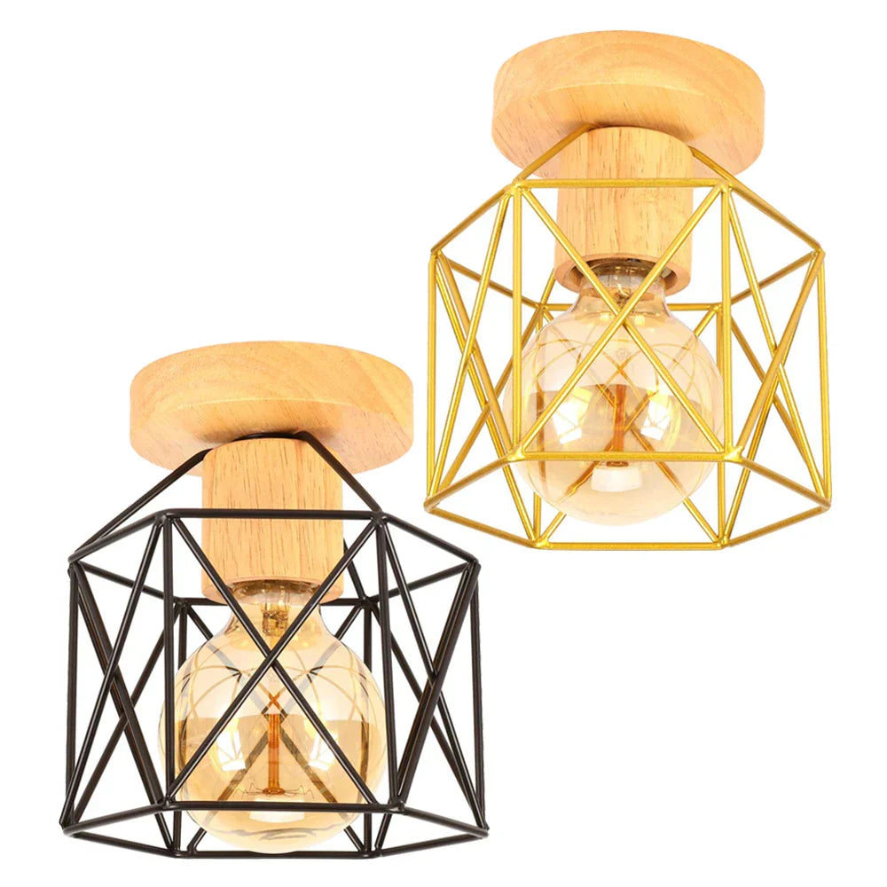 Wrought Iron Industrial Ceiling Light Fixture Vintage Lighting for Corridor Kitchen Balcony