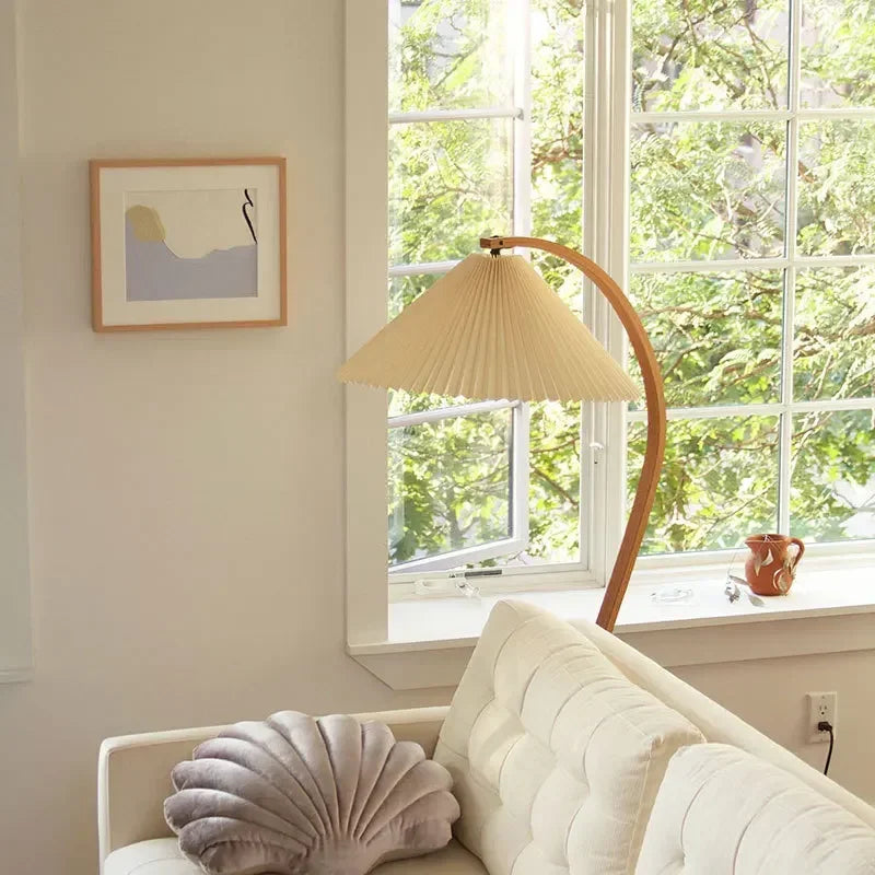 Solid Wood LED Floor Lamp for Living Room Bedroom Study Decor