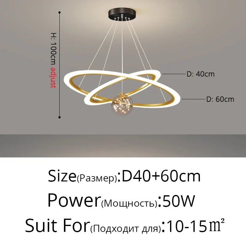 Circle Ring Pendant Light Chandelier Modern Living Room Bedroom Lamps Ceiling Luminaire