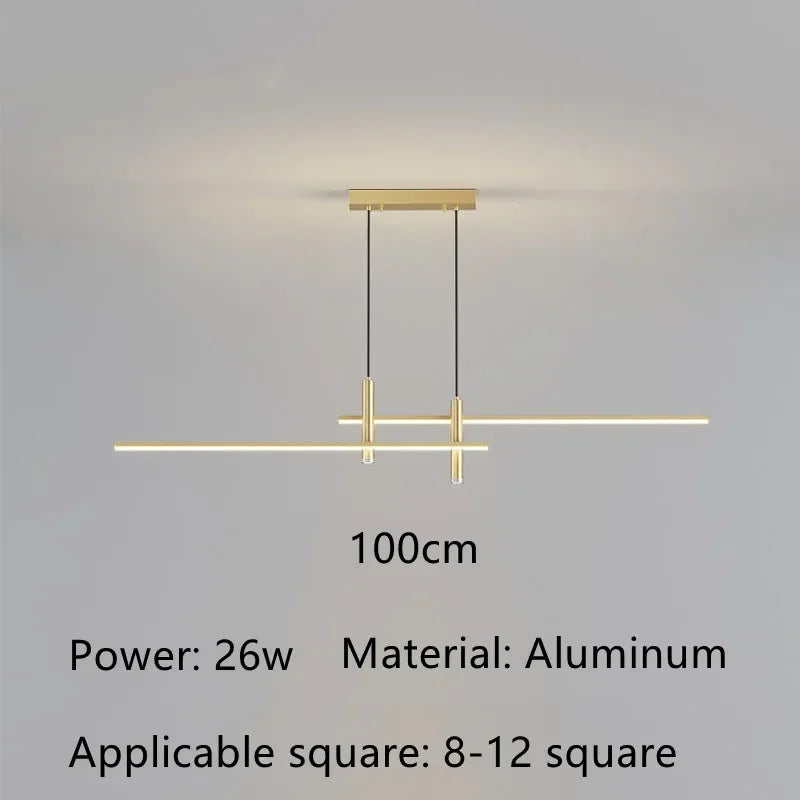 Minimalist LED Pendant Light in Black Gold for Dining Room Chandelier Home Lighting