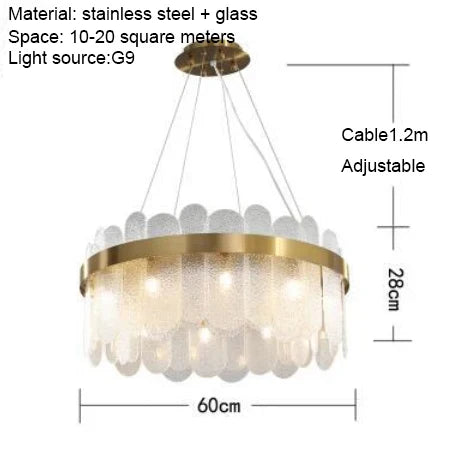 Nordic Glass LED Chandelier for Living Spaces, Hotels, and Restaurants