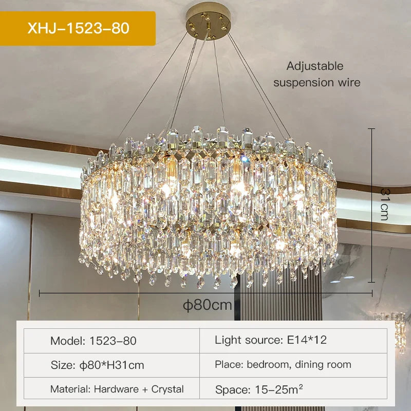 Crystal Pendant Chandelier: Luxury LED Decor for Living Room & Kitchen
