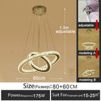 Gold Gloss LED Crystal Ring Chandelier for Modern Luxury Living Room