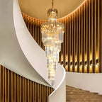 Crystal Luxury Chandelier: Designer Post-modern Duplex Living Room Long Chandelier