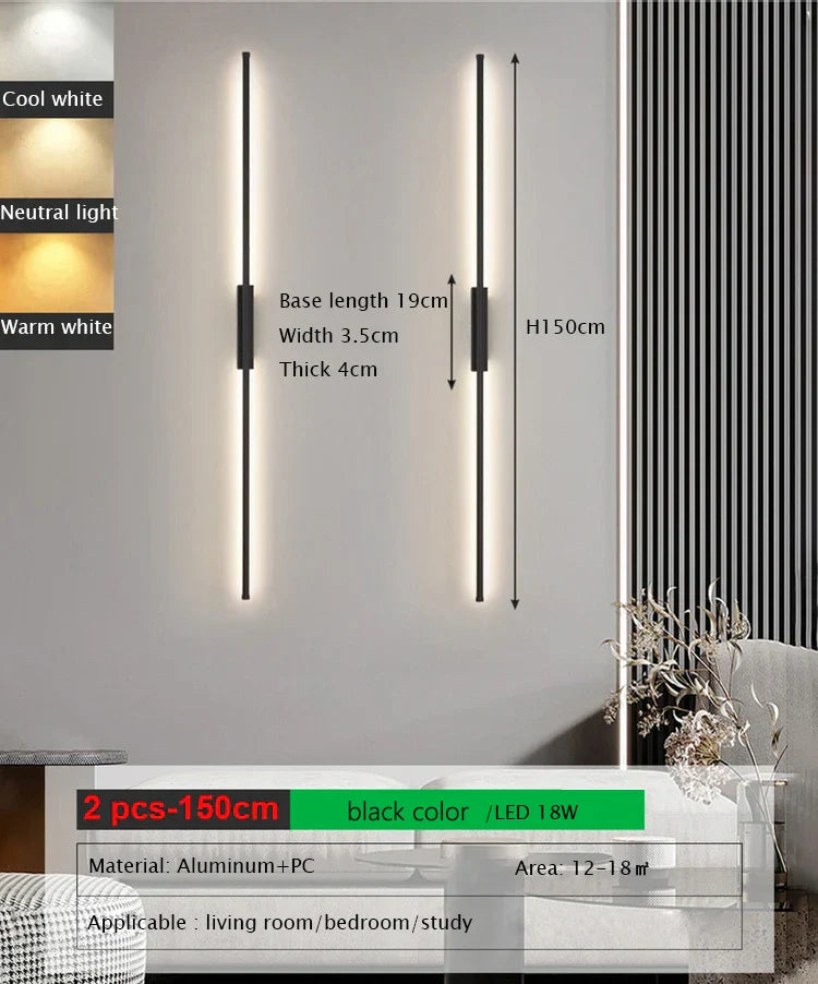 Tube Black Wall Sconces for Bedroom Living Room Corridor Mirror Vanity Lamp