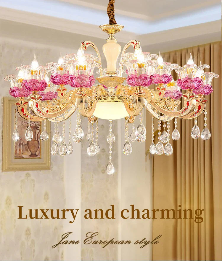 Flower Candle Villa Chandelier for Luxury Living and Dining Rooms