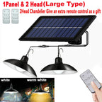 Solar Double-Head Chandelier Light with Remote Control