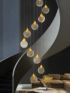 Crystal Chandelier LED Pendant Light for Modern Duplex Building Staircase