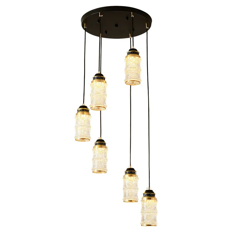 Chinese Style Spiral Staircase Chandelier for Villa & Restaurant, LED Lamps