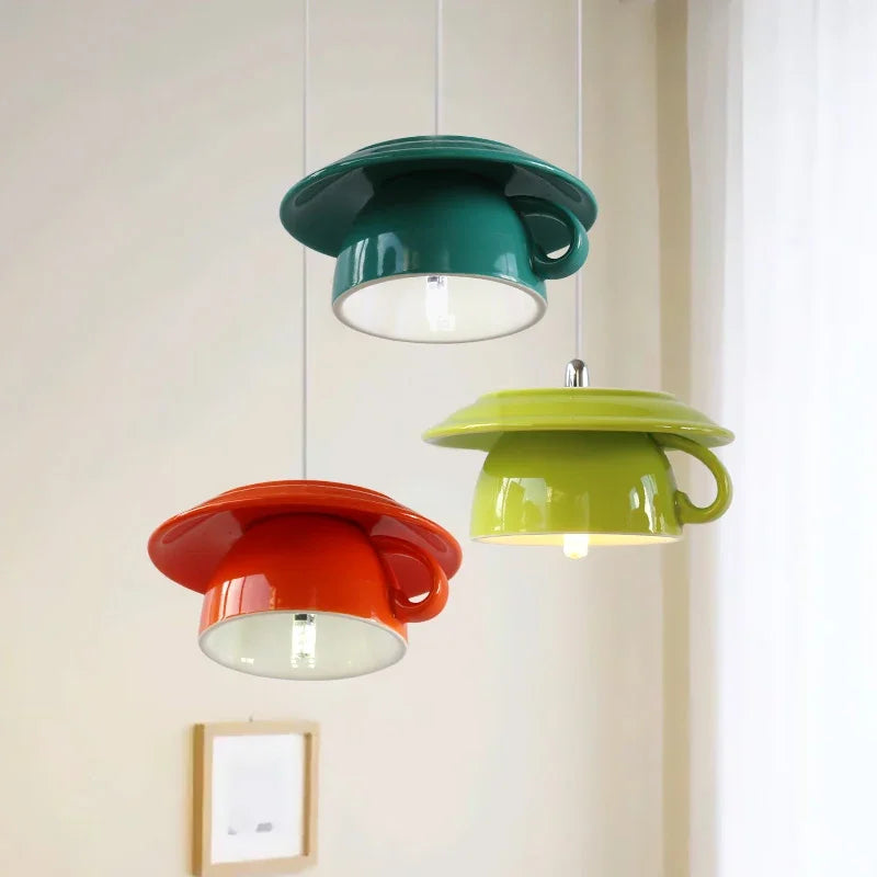 Ceramic Cup Pendant Lights Ceiling Chandeliers Modern Hanging Lamp