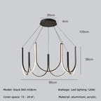 Modern Black Aluminium LED Pendant Chandelier for Foyer, Adjustable Lighting Solution