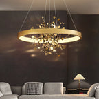 Modern Golden Ring LED Pendant Chandelier for Living Room and Bedroom