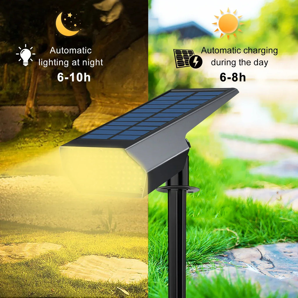 Solar Lawn Lights: Adjustable Brightness, 2 Lighting Colors, Garden Landscape Spotlights