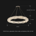 Modern Crystal Pendant Light Dimmable Remote Control Luxury Steel LED Lamp