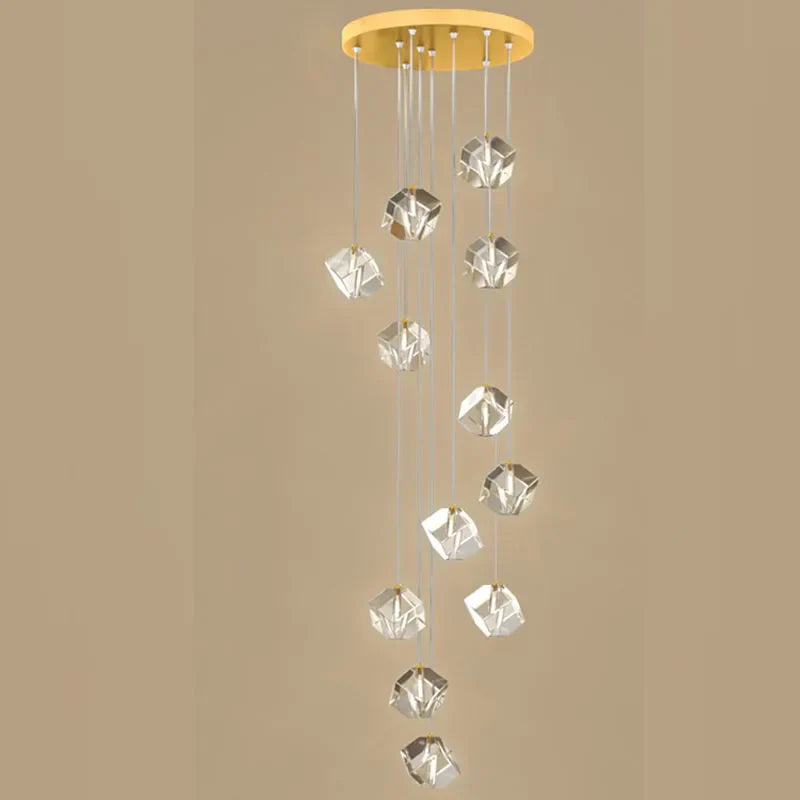 Crystal LED Chandelier for Staircase: Luxury Indoor Stair Lighting Fixture