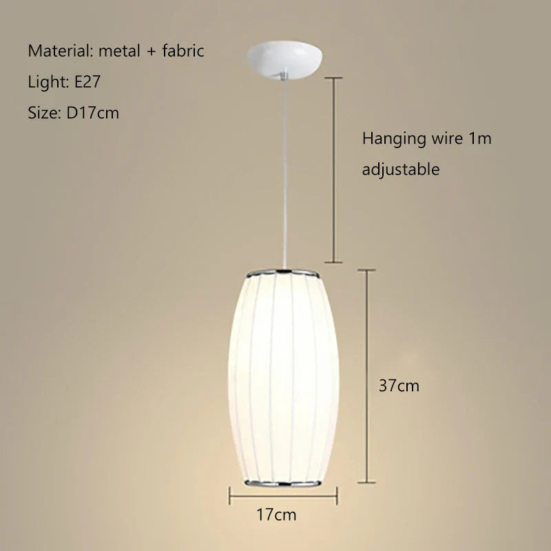 Tatami Fabric Shade LED Pendant Lights for Living Dining Bedroom