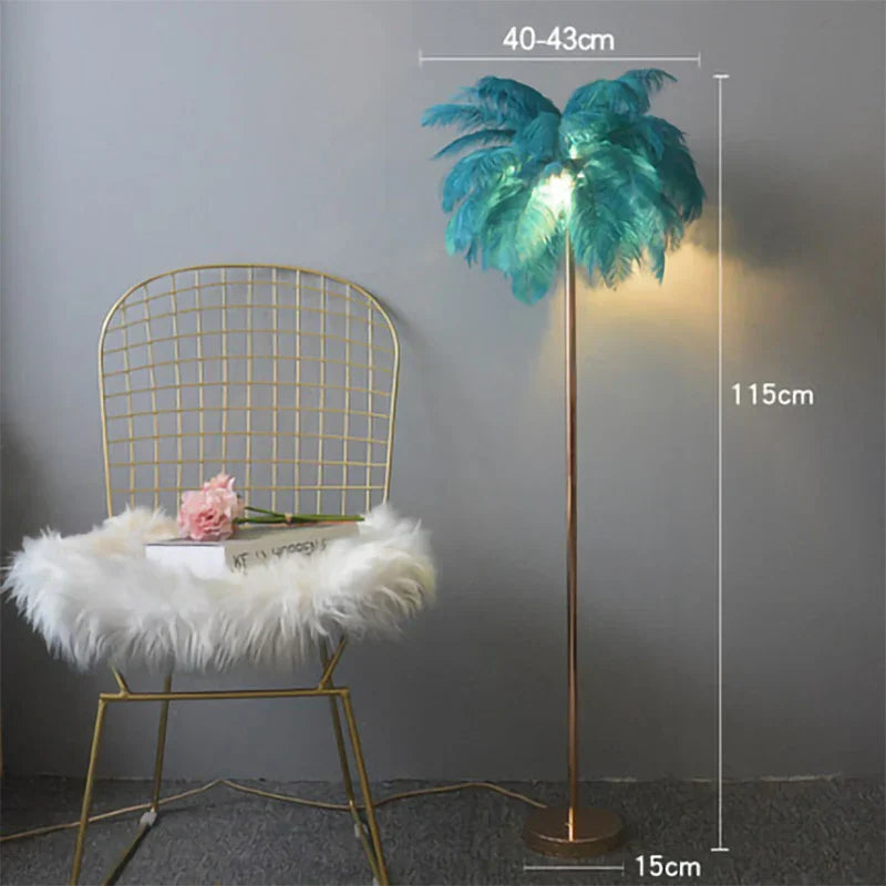 Modern Ostrich Feather Shade LED Floor Lamp for Stylish Indoor Lighting