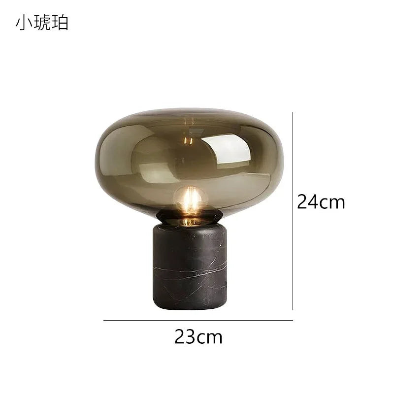 Marble Desk Lamp with Glass Ball Lampshade for Bedroom and Living Room