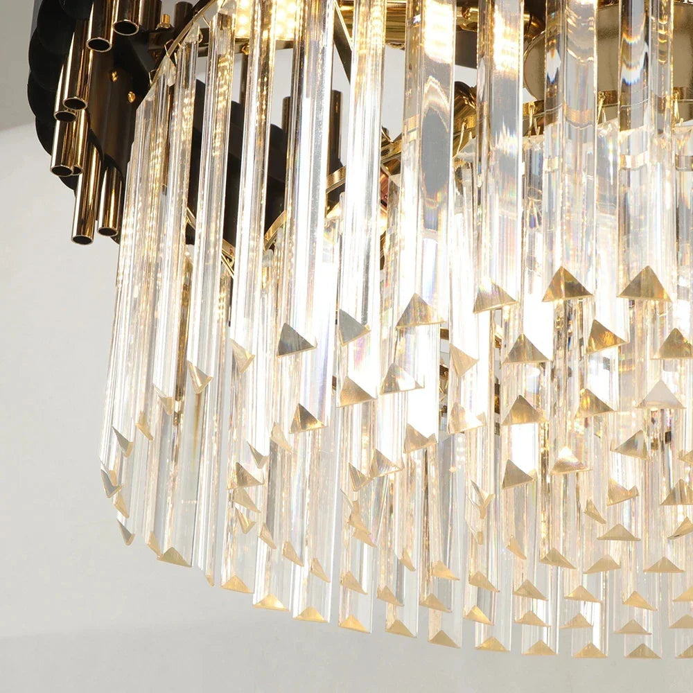 Gold Black Crystal Ceiling Chandelier – Modern LED Round Kitchen Pendant Lamps