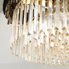 Gold Black Crystal Ceiling Chandelier - Round LED Pendant for Living Room Lighting