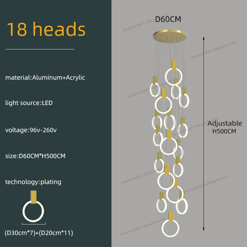 Modern Luxury Gold\Black Acrylic Loft Chandelier