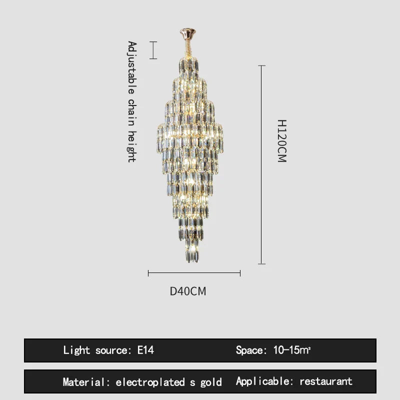 Crystal Spiral Pendant Light Chandelier Loft Luxury Staircase Elegant Upscale