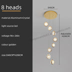 Crystal Ball LED Rotating Stair Chandelier - Nordic Luxury Loft Bubble Design