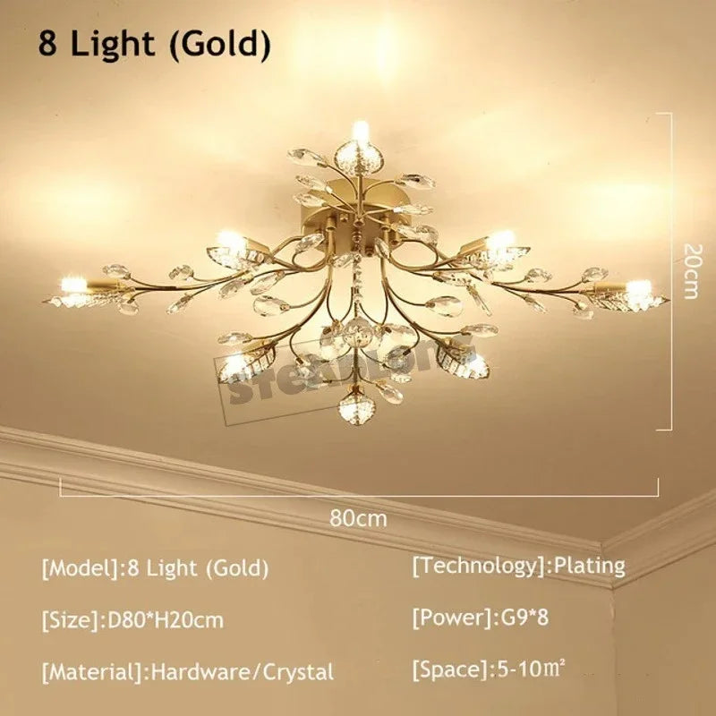Crystal Ceiling Chandelier LED Light Fixture for Living Room Bedroom Kitchen