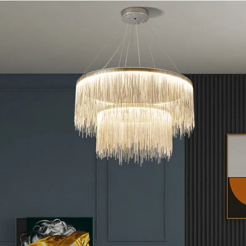 Tassel Chain LED Chandelier for Modern Living Room and Dining Room