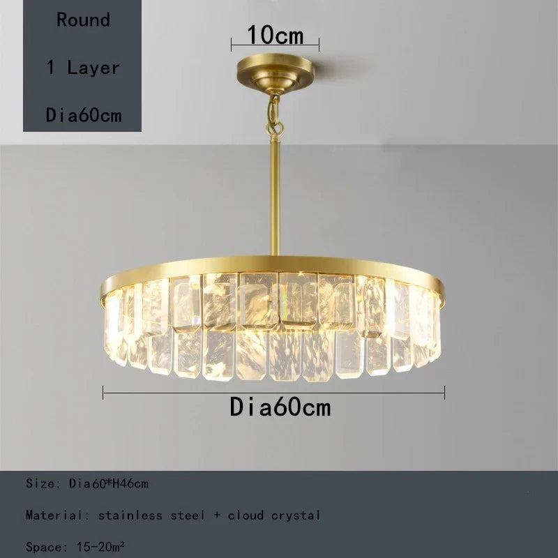 Cloud Mist Crystal Chandelier for Home Hotel Stainless Steel Pendant Lamp