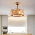 Braided Rope Lantern Ceiling Fan Light: Reversible, Dimmable, 6-Speed Home Decor