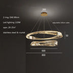 Gold Plated Steel Ring Pendant Lamp with Dimmable LED Lights and K9 Crystals