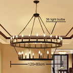 Modern Retro Round LED Pendant Lights - Black Ceiling Chandelier for Living Room and Restaurant