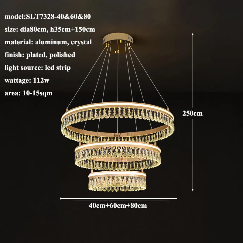 Modern Crystal LED Chandelier for Living Dining Room Decor