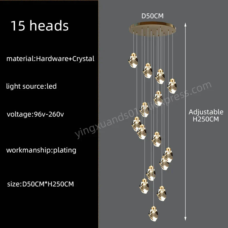 Nordic Crystal Chandelier | Living Room Villa Ceiling Light