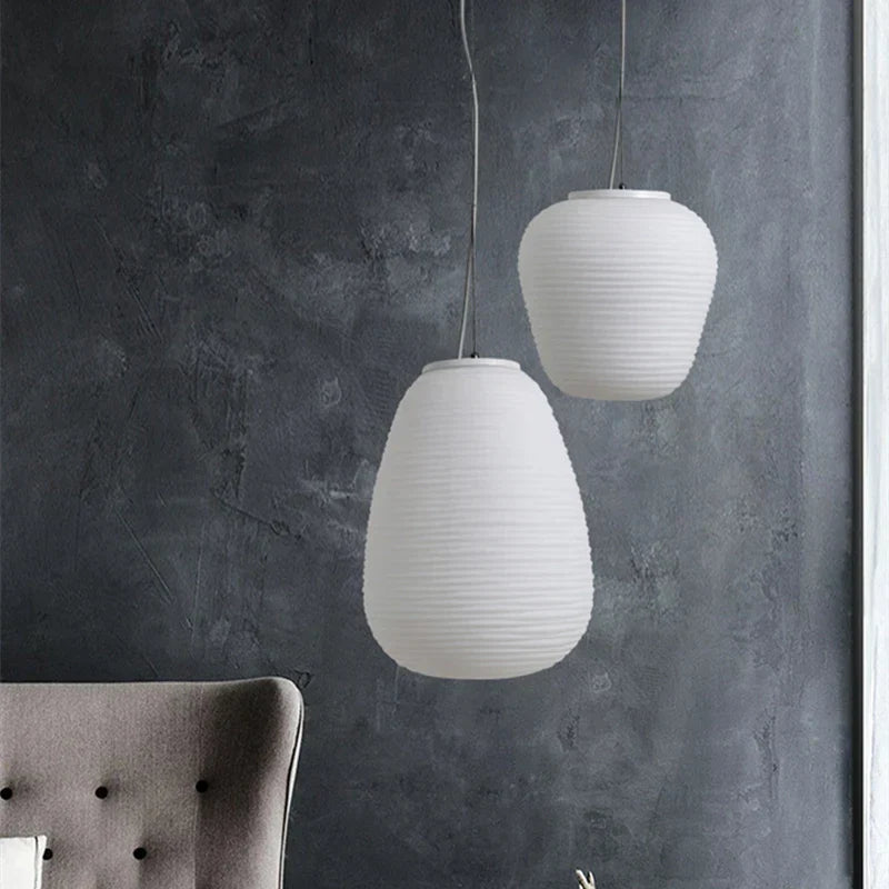 Glass Cocoon Pendant Light for Kitchen Dining Table, E27 LED Hanging Lamp
