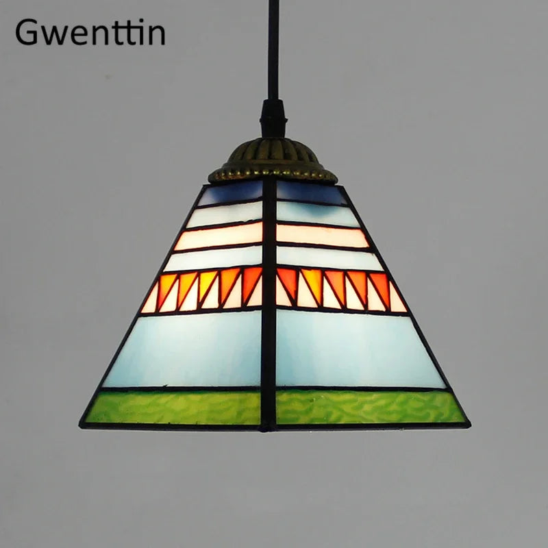 Tiffany Pendant Lights: Stained Glass Hanging Lamp for Mediterranean Loft Home Decor