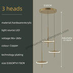 Nordic Black Gold Chandeliers LED Hanging Lamps Acrylic Suspension Loft Pendant Lights