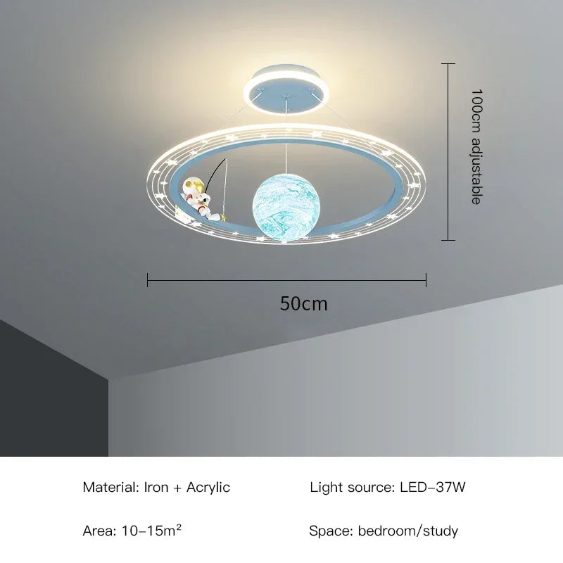 LED Chandelier for Boy's Room with Remote Control and Modern Design