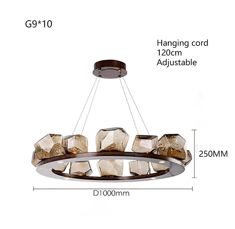 Rock Glass Chandeliers: Modern Indoor Pendant Lamps for Living Room, Bedroom & Restaurant