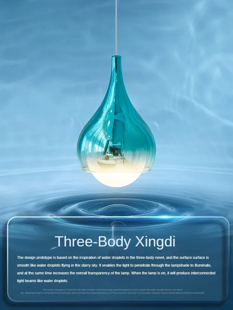 LED Water Droplet Ceiling Chandelier - Modern Bedroom Pendant Lamp