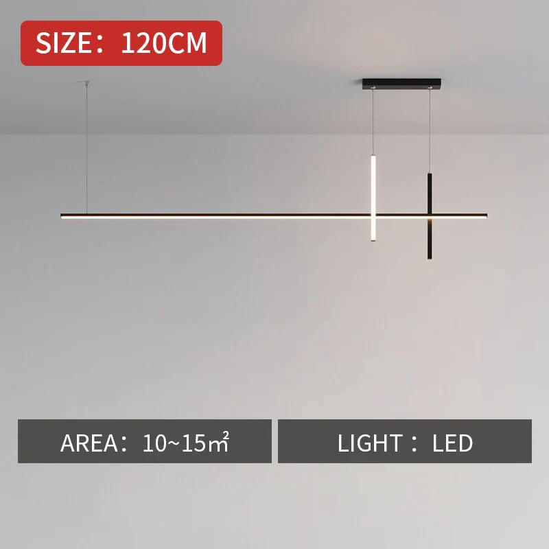 Minimalist Dimmable Black LED Chandelier for Dining Room Kitchen Bar - Modern Pendant Light